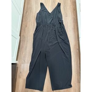 Athleta Black V-Neck Wide-Leg Jumpsuit